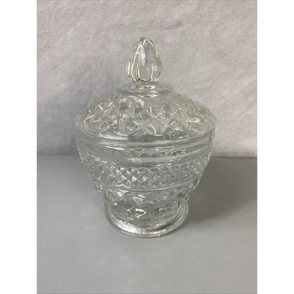 Vintage Anchor Hocking Wexford Footed Creamer And Sugar Bowl with Lid‎ - Picture 2 of 11